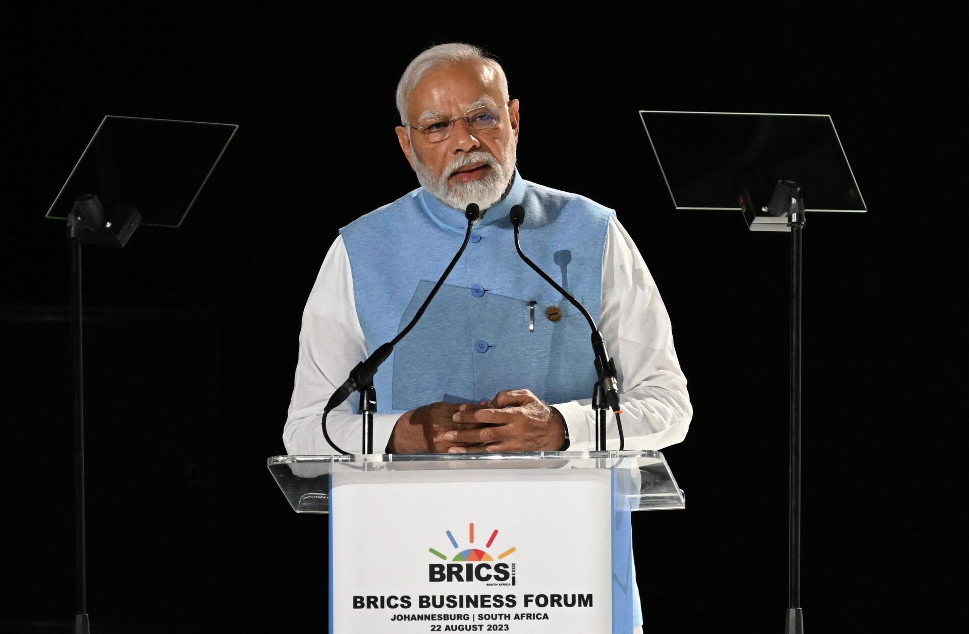 O primeiro-ministro indiano, Narendra Modi, discursa na 15ª Cúpula do BRICS em Joanesburgo, África do Sul, 22 de agosto de 2023 - Sputnik Brasil, 1920, 22.08.2023