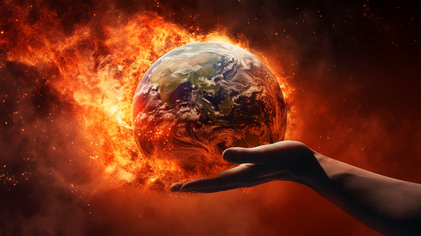 IA imaginando o Planeta Terra em chamas, criado usando Midjourney AI - Sputnik Brasil