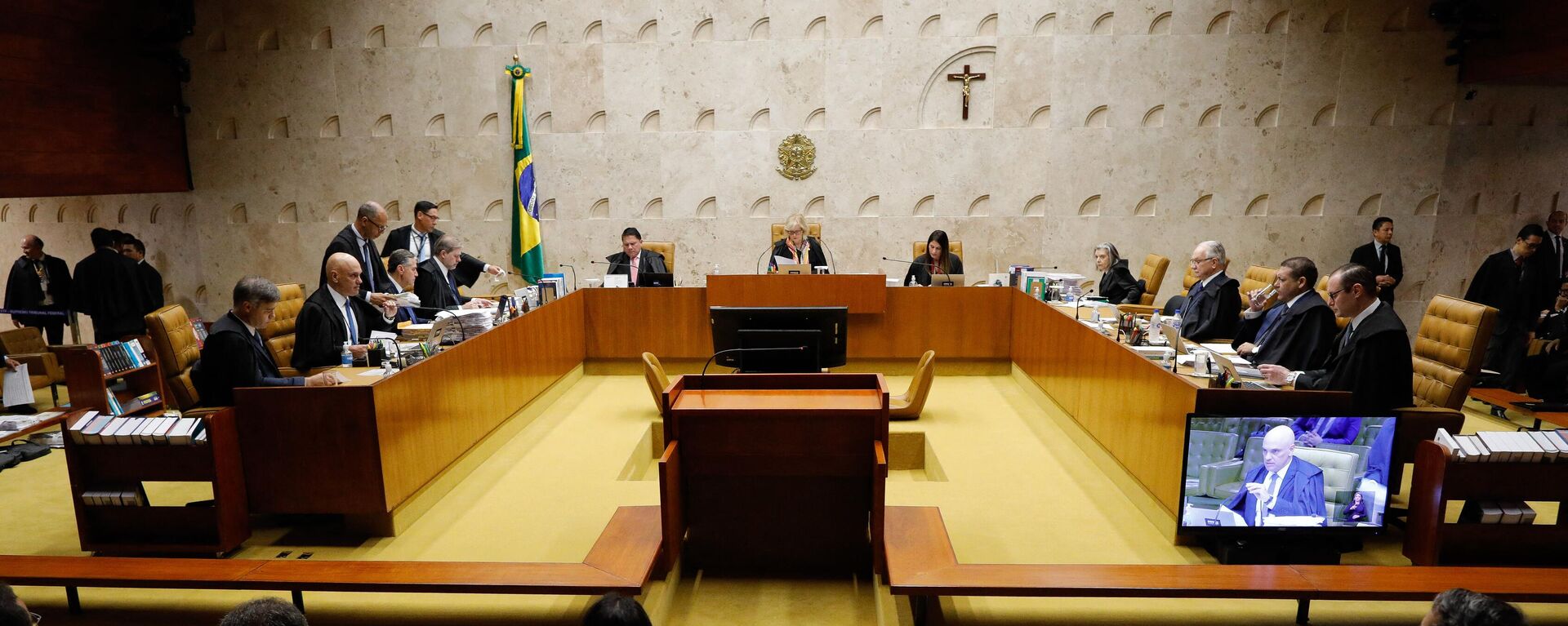 Plenário do Supremo Tribunal Federal (STF) durante os julgamentos das ações contra participantes dos atos do 8 de Janeiro. Brasília (DF), 13 de setembro de 2023 - Sputnik Brasil, 1920, 06.03.2024