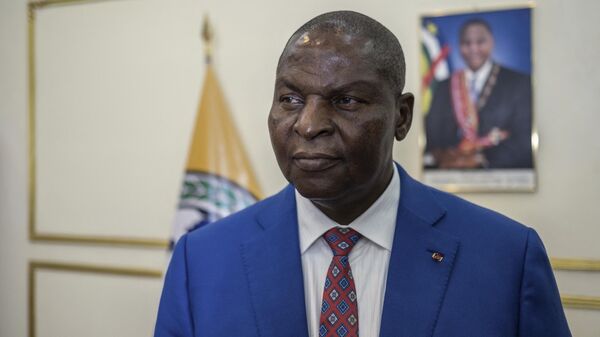 Faustin-Archange Touadéra, presidente da República Centro-Africana, no palácio presidencial em Bangui, República Centro-Africana, 9 de agosto de 2023 - Sputnik Brasil