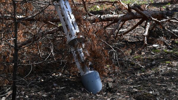 Restos de munição cluster (ou de fragmentação) ucraniana perto de Krasny Liman - Sputnik Brasil