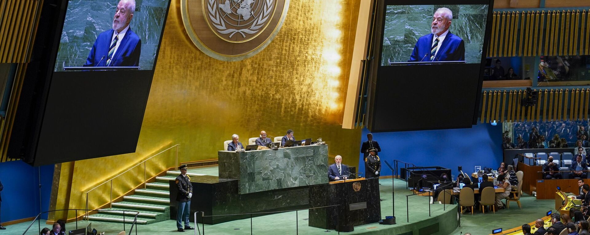 O presidente brasileiro Luiz Inácio Lula da Silva discursa na 78ª Assembleia Geral das Nações Unidas na sede da ONU na cidade de Nova York, 19 de setembro de 2023 - Sputnik Brasil, 1920, 19.09.2023