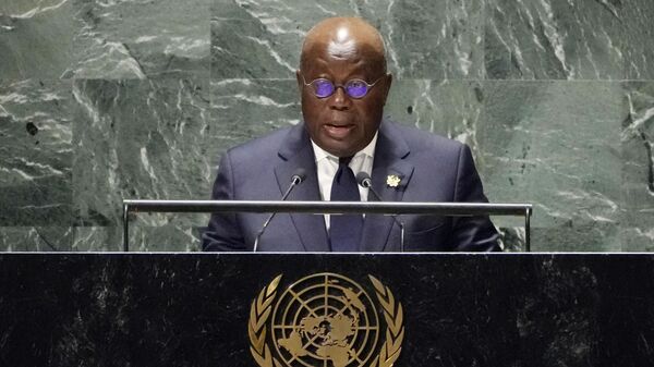 Nana Akufo-Addo, presidente de Gana, em discurso na ONU no dia 20 de setembro de 2023 - Sputnik Brasil