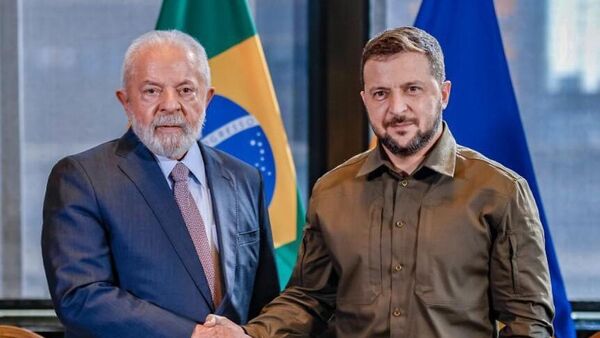 Lula e Vladimir Zelensky na reunião em Nova York. EUA, 20 de setembro de 2023 - Sputnik Brasil
