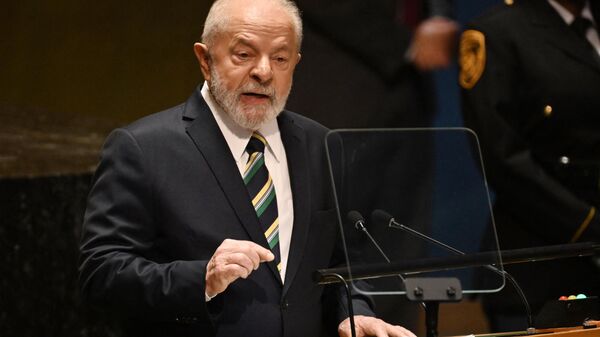 O presidente brasileiro, Luiz Inácio Lula da Silva, discursa na 78ª Assembleia Geral das Nações Unidas na sede da ONU na cidade de Nova York, em 19 de setembro de 2023. - Sputnik Brasil