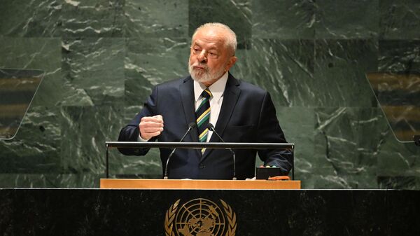 O presidente brasileiro, Luiz Inácio Lula da Silva, discursa na 78ª Assembleia Geral das Nações Unidas, na sede da organização, em Nova York, em 19 de setembro de 2023 - Sputnik Brasil
