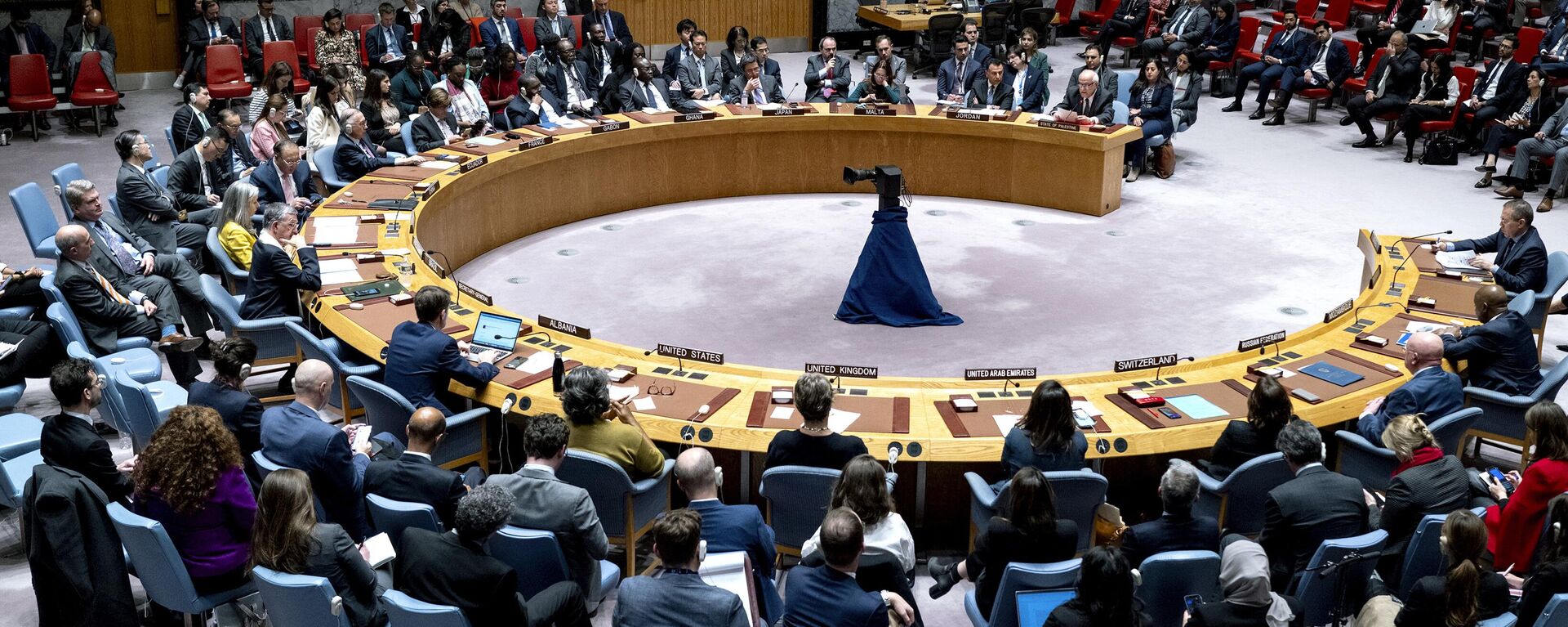 Membros do Conselho de Segurança da ONU reunidos na sede da organização, em Nova York. EUA, 16 de outubro de 2023 - Sputnik Brasil, 1920, 27.10.2023