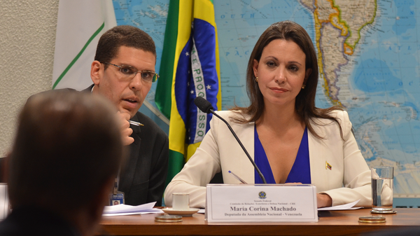 Ex-deputada venezuelana María Corina Machado durante sessão no Senado do Brasil. Brasília - Sputnik Brasil