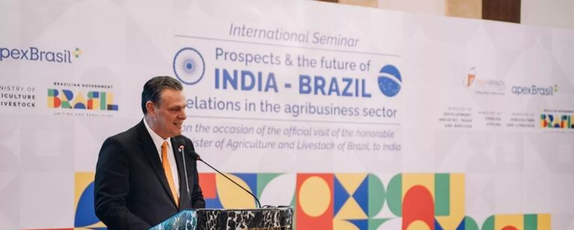 Ministro da Agricultura e Pecuária, Carlos Fávaro, na abertura do Seminário Internacional Perspectivas e o Futuro da Índia e Brasil, em Nova Deli. Índia, novembro de 2023 - Sputnik Brasil, 1920, 11.11.2024