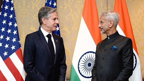 Secretário de Estado dos EUA, Antony Blinken, e o chanceler da Índia, Subrahmanyam Jaishankar. Nova Deli, 10 de novembro de 2023 - Sputnik Brasil
