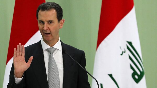 Esta foto tirada em Damasco em 16 de julho de 2023 mostra o presidente sírio, Bashar al-Assad, falando durante uma entrevista coletiva - Sputnik Brasil