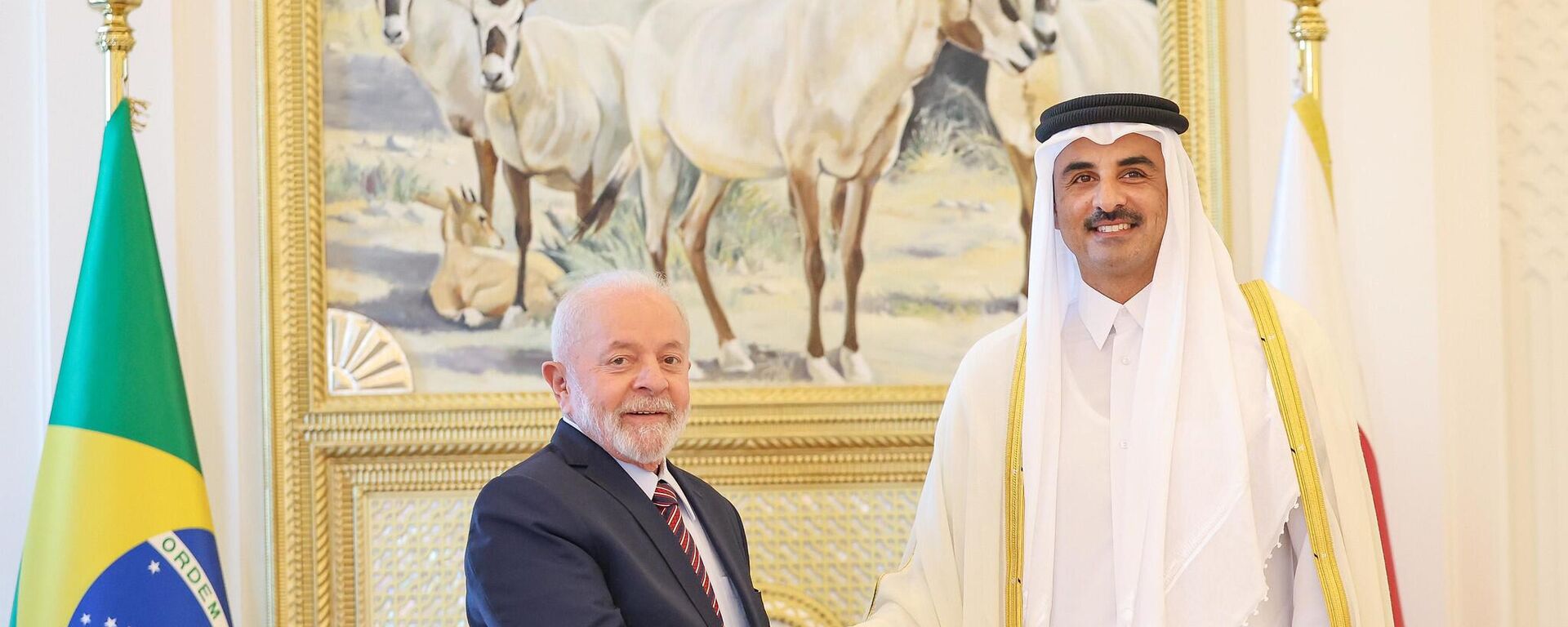 Presidente do Brasil, Luiz Inácio Lula da Silva, durante reunião com o emir do Catar, Tamim bin Hamad al-Thani. Doha, 30 de novembro de 2023 - Sputnik Brasil, 1920, 30.11.2023