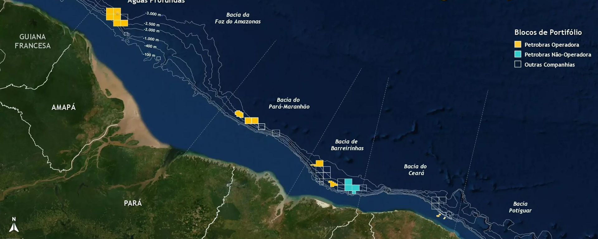 Mapa da Margem Equatorial brasileira - Sputnik Brasil, 1920, 19.05.2025
