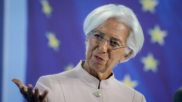 Christine Lagarde, presidente do Banco Central Europeu, fala durante coletiva de imprensa em Frankfurt. Alemanha, 14 de setembro de 2023 - Sputnik Brasil