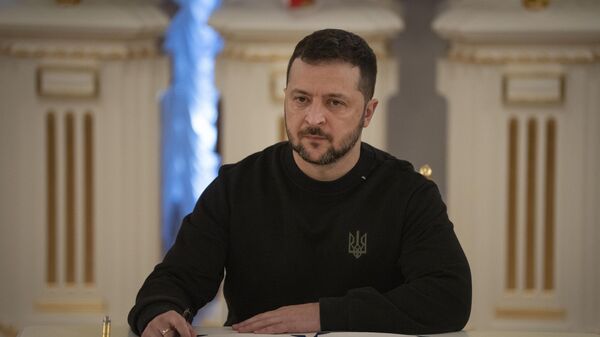 Vladimir Zelensky assina um acordo de segurança entre Ucrânia e Reino Unido. Kiev, Ucrânia, 12 de janeiro de 2024 - Sputnik Brasil