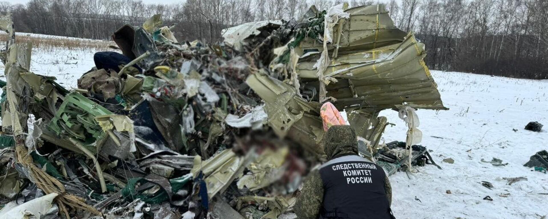 Especialistas do Comitê de Investigação da Rússia no local da queda do avião Il-76, na região de Belgorod  - Sputnik Brasil, 1920, 29.02.2024