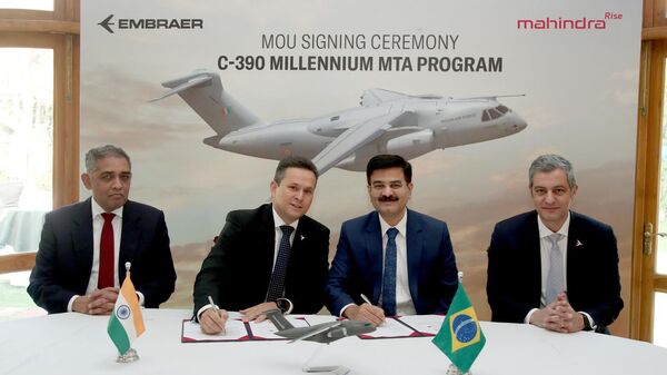 Embraer Defesa & Segurança e MahindraRise anunciam colaboração para o C-390 Millennium na Índia - Sputnik Brasil