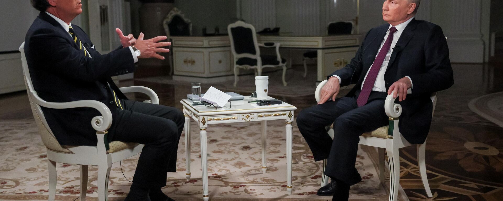 Vladimir Putin, presidente da Rússia, dá entrevista a Tucker Carlson, jornalista e fundador da plataforma de vídeo Tucker Carlson Network, dos EUA, em 6 de fevereiro de 2024 - Sputnik Brasil, 1920, 27.02.2024