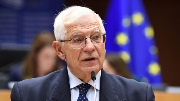 Josep Borrell, Alto Representante da União Europeia para os Negócios Estrangeiros e a Política de Segurança, discursa durante sessão plenária do Parlamento Europeu - Sputnik Brasil