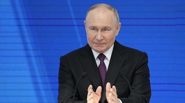 Vladimir Putin durante seu discurso ante a Assembleia Federal, em Moscou. Rússia, 29 de fevereiro de 2024 - Sputnik Brasil