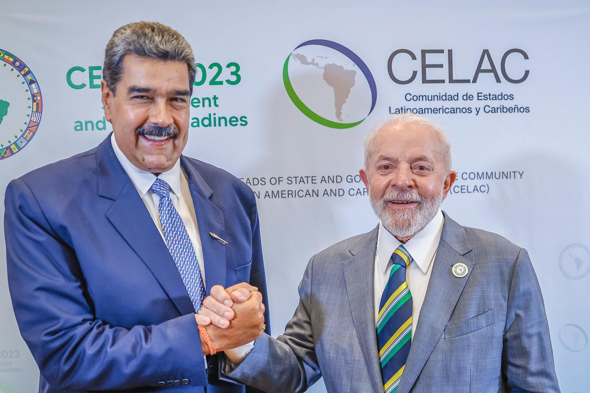 O presidente do Brasil, Luiz Inácio Lula da Silva, durante reunião bilateral com o presidente da Venezuela, Nicolás Maduro, em Kingstown. São Vicente e Granadinas, 1º de março de 2024