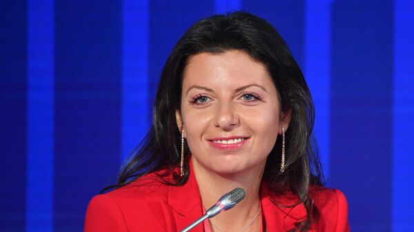 Editora-chefe do canal RT e MIA Rossiya Segodnya Margarita Simonyan na sessão plenária A luta pela soberania digital no âmbito do Fórum Econômico Internacional de São Petersburgo em 3 de junho de 2021 - Sputnik Brasil