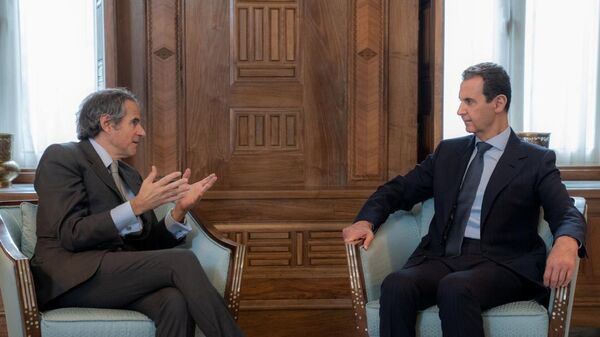 Rafael Grossi e Bashar Al-Assad em Damasco, 19 de março de 2024 - Sputnik Brasil