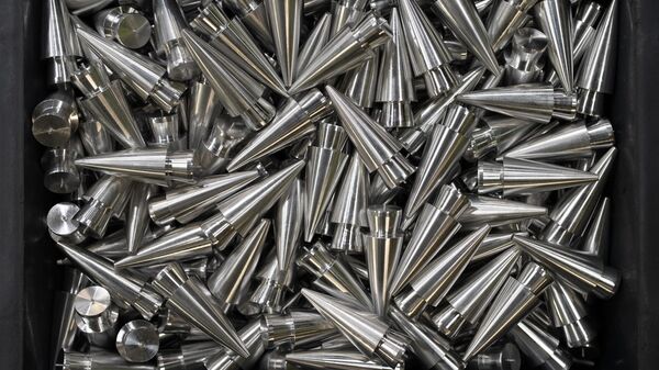 Projéteis para munição de calibre 30 mm produzidos na fábrica da montadora britânica BAE Systems em Washington, Inglaterra, Reino Unido, 8 de novembro de 2023 - Sputnik Brasil