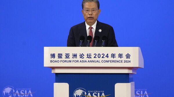 Zhao Leji, presidente do Comitê Permanente da Assembleia Popular Nacional, discursa na cerimônia de abertura do Fórum Boao da Ásia, em Boao, província de Hainan, sul da China, 28 de março de 2024 - Sputnik Brasil