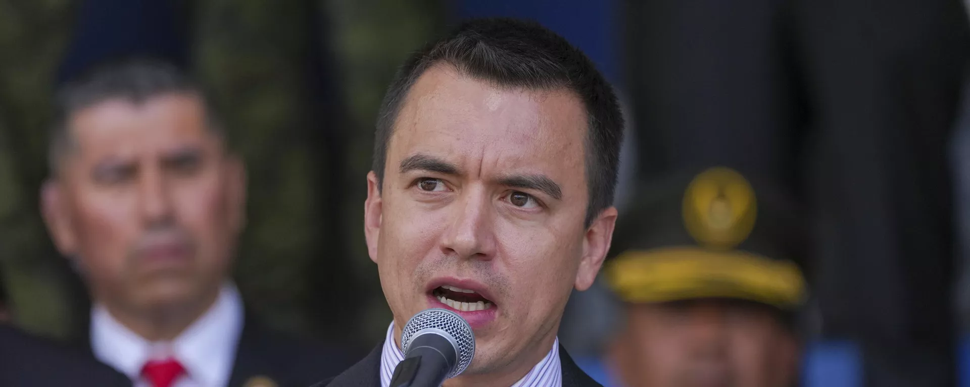 O presidente do Equador, Daniel Noboa, durante cerimônia de entrega de equipamentos à polícia, na Escola Superior de polícia General Alberto Enríquez Gallo, em Quito. Equador, 22 de janeiro de 2024 - Sputnik Brasil, 1920, 15.08.2024