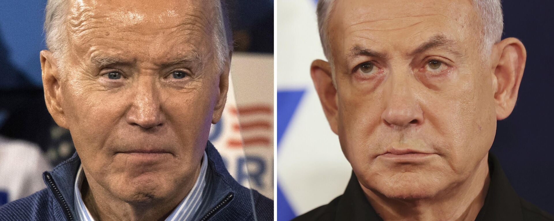 Fotomontagem mostra Joe Biden, à esquerda, e Benjamin Netanyahu, à direita - Sputnik Brasil, 1920, 21.05.2024