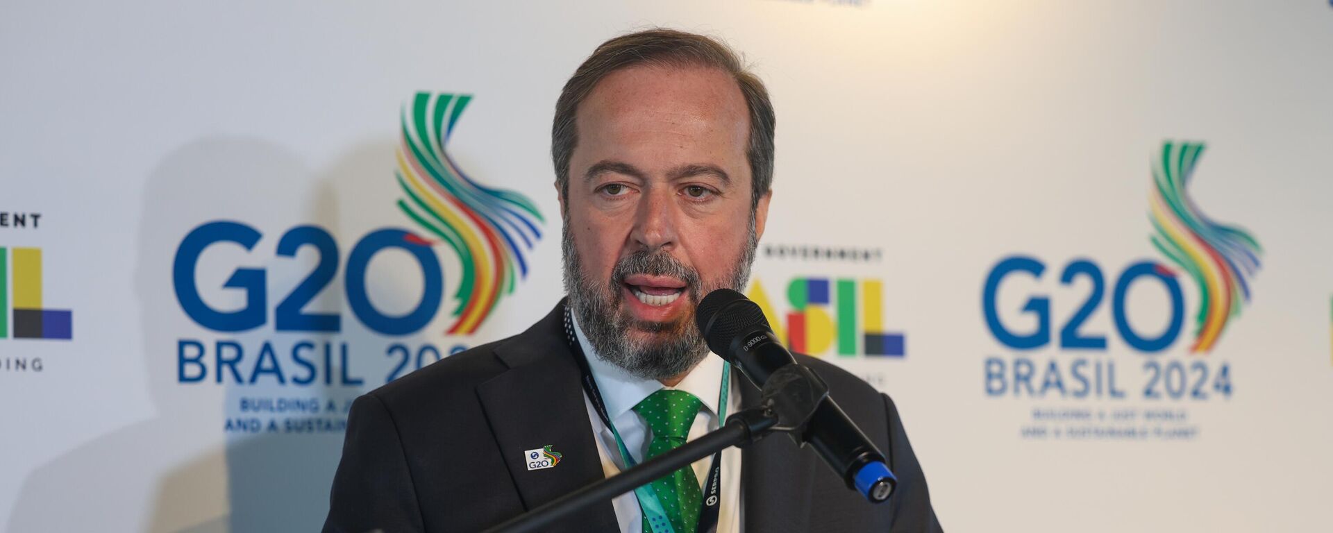 Ministro de Minas e Energia, Alexandre Silveira, durante a primeira reunião presencial do Grupo de Trabalho (GT) de Transições Energéticas do G20. Brasília (DF), 15 de abril de 2024 - Sputnik Brasil, 1920, 21.05.2024