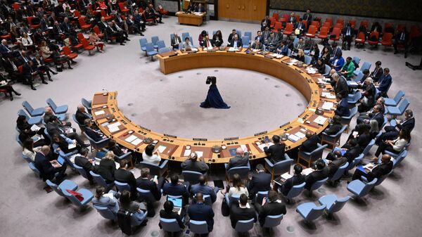 Conselho de Segurança das Nações Unidas (CSNU) se reúne para discutir a situação no Oriente Médio, incluindo a questão palestina, na sede da organização, em Nova York, em 18 de abril de 2024 - Sputnik Brasil