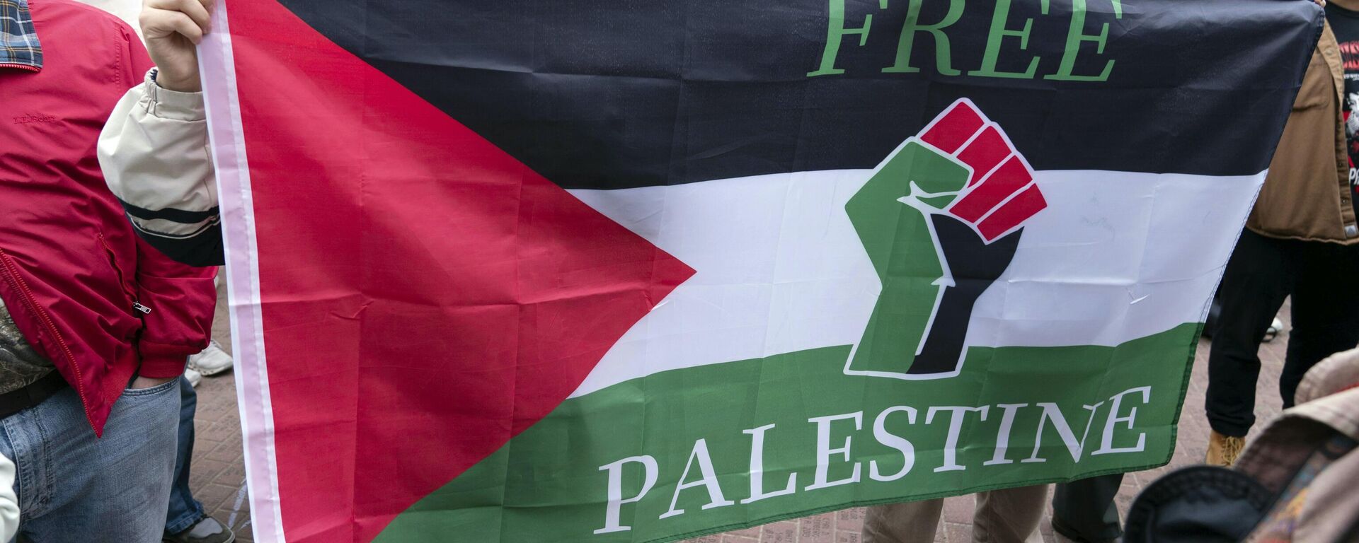 Estudantes da Universidade George Washington se manifestam no campus durante uma manifestação em apoio aos palestinos pela guerra Israel-Hamas, 25 de abril de 2024 - Sputnik Brasil, 1920, 29.04.2024