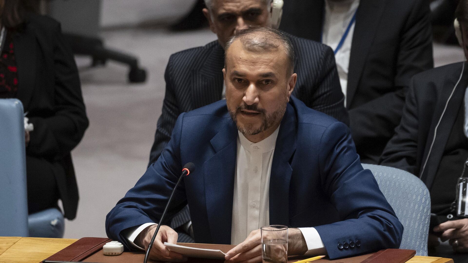 Hossein Amir-Abdollahian fala durante uma reunião do Conselho de Segurança na sede das Nações Unidas, em Nova York. EUA, 18 de abril de 2024 - Sputnik Brasil, 1920, 05.05.2024