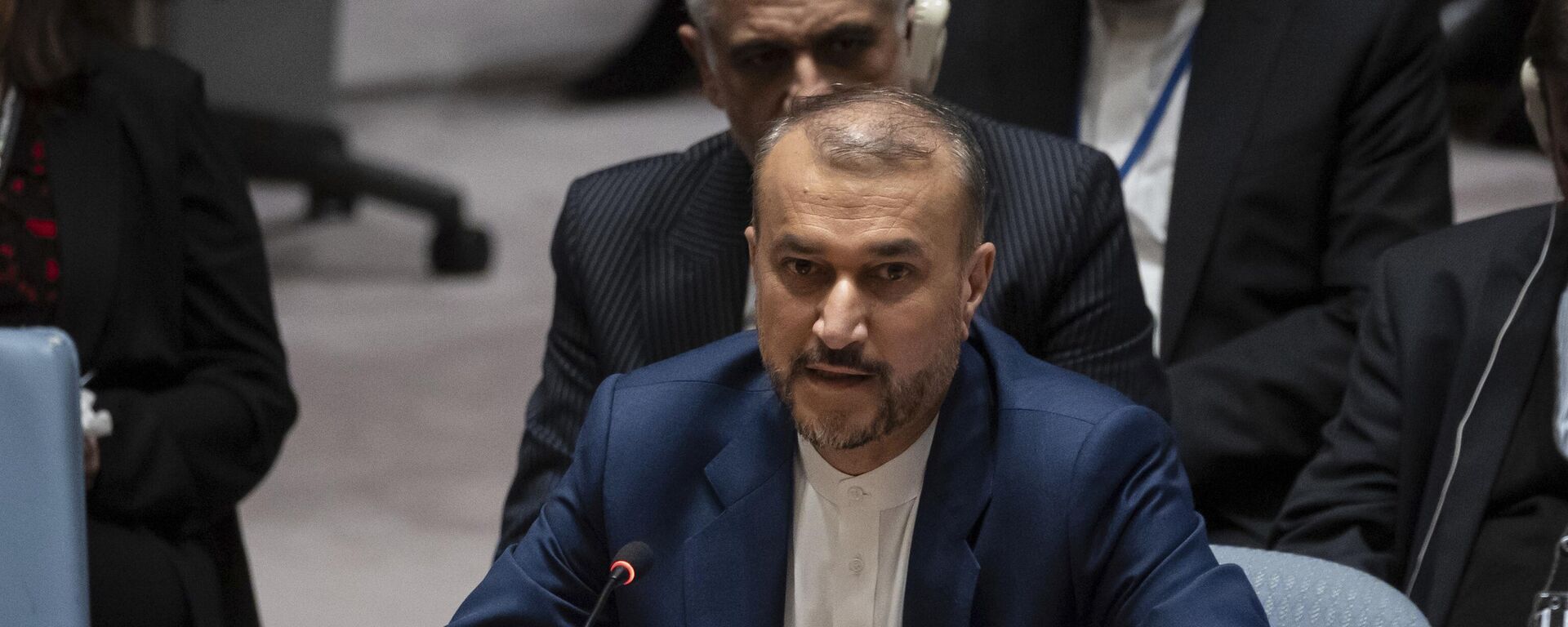 Hossein Amir-Abdollahian fala durante uma reunião do Conselho de Segurança na sede das Nações Unidas, em Nova York. EUA, 18 de abril de 2024 - Sputnik Brasil, 1920, 05.05.2024