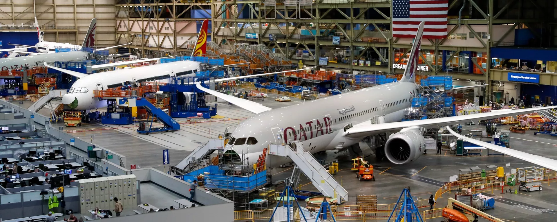 Aeronaves Boeing 787 nas instalações de produção da Boeing em Everett, Washington, 15 de junho de 2022 - Sputnik Brasil, 1920, 06.05.2024