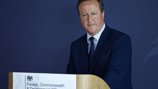 David Cameron, ministro das Relações Exteriores britânico, dá discurso no Centro Nacional de Segurança Cibernética em Londres, Reino Unido, 9 de maio de 2024 - Sputnik Brasil