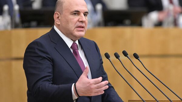 Mikhail Mishustin, candidato ao cargo de primeiro-ministro, fala durante sessão plenária da Duma russa, Moscou, Rússia, 10 de maio de 2024 - Sputnik Brasil
