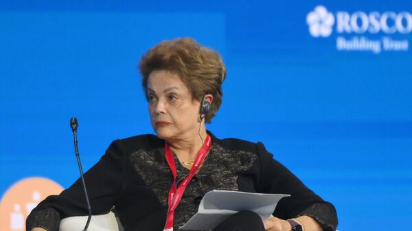 Dilma Rousseff, presidente do Novo Banco de Desenvolvimento (NBD), durante painel do Fórum Econômico Internacional de São Petersburgo (SPIEF, na sigla em inglês), em 6 de junho de 2024 - Sputnik Brasil