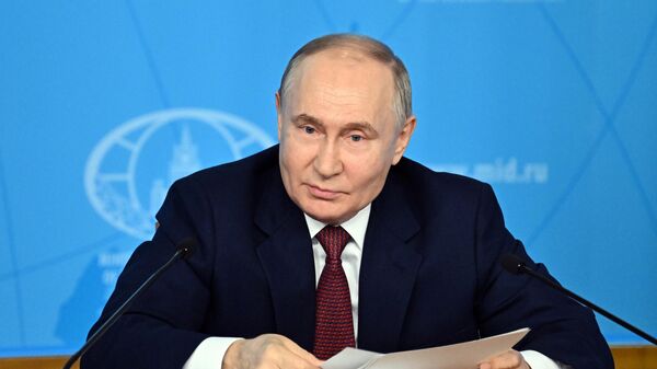 Vladimir Putin discursa na reunião com a chefia do Ministério das Relações Exteriores da Rússia, Moscou, 14 de junho de 2024 - Sputnik Brasil