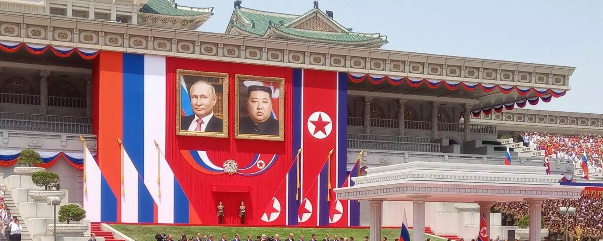 Cerimônia oficial de recepção do presidente russo, Vladimir Putin, por seu homólogo norte-coreano, Kim Jong-un, na praça Kim Il Sung, no centro da capital do país. 19 de junho de 2024 - Sputnik Brasil, 1920, 19.06.2024