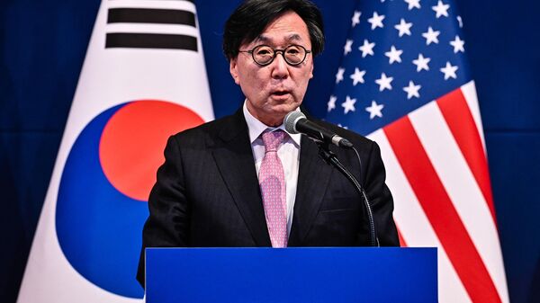 Chang Ho-jin, Primeiro Vice-Ministro das Relações Exteriores da Coreia do Sul, discursa durante a 4ª Reunião do Grupo de Consulta e Estratégia de Dissuasão Estendida (EDSCG) entre a República da Coreia e os EUA em Seul, em 15 de setembro de 2023 - Sputnik Brasil