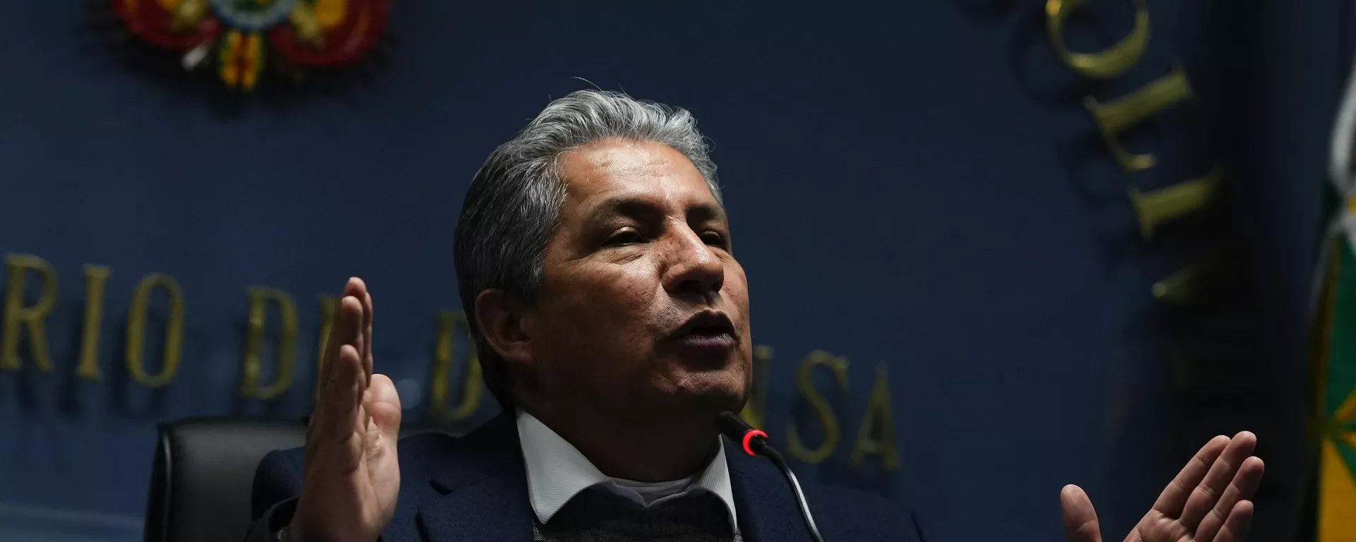 Ministro da Defesa da Bolívia, Edmundo Novillo, em uma conferência de imprensa em 25 de julho de 2023 - Sputnik Brasil, 1920, 27.06.2024