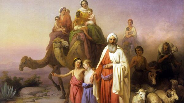 Pintura a óleo de Jozsef Molnar (1821–1899), A partida de Abraão mostra o patriarca e sua família, esposa e sobrinhos partindo de Ur para Canaã - Sputnik Brasil