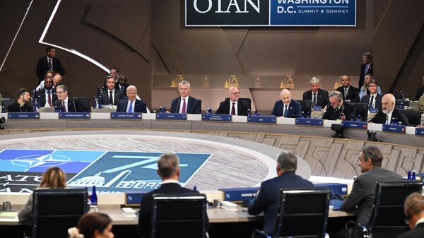 Visão geral do Conselho OTAN-Ucrânia durante a cúpula do 75º aniversário da OTAN no Centro de Convenções Walter E. Washington em Washington, DC, em 11 de julho de 2024 - Sputnik Brasil