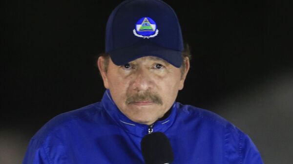 O presidente da Nicarágua, Daniel Ortega, fala durante a cerimônia de inauguração de um viaduto rodoviário em Manágua, Nicarágua, 21 de março de 2019 - Sputnik Brasil