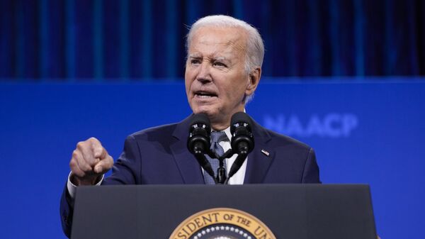 Joe Biden discursa na 115ª Convenção Nacional da Associação Nacional para o Progresso de Pessoas de Cor (NAACP, na sigla em inglês), em Las Vegas. EUA, 16 de julho de 2024 - Sputnik Brasil