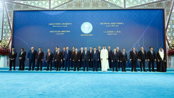Chefes de delegações dos Estados-membros da Organização para Cooperação de Xangai (OCX), países e organizações internacionais convidados em Astana, Cazaquistão, 4 de julho de 2024 - Sputnik Brasil