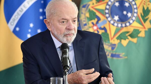 O presidente brasileiro, Luiz Inácio Lula da Silva, durante coletiva de imprensa com agências de notícias internacionais no Palácio da Alvorada, em Brasília. Brasil, 22 de julho de 2024 - Sputnik Brasil